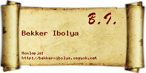Bekker Ibolya névjegykártya